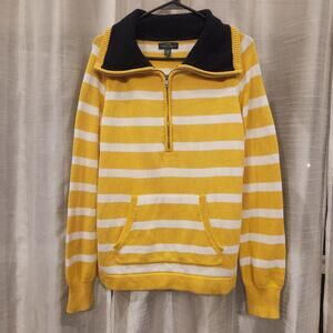 Ralph Lauren Striped 3/4 Zip Knitted‎ Cotton Shawl Collar Womens Sz XL